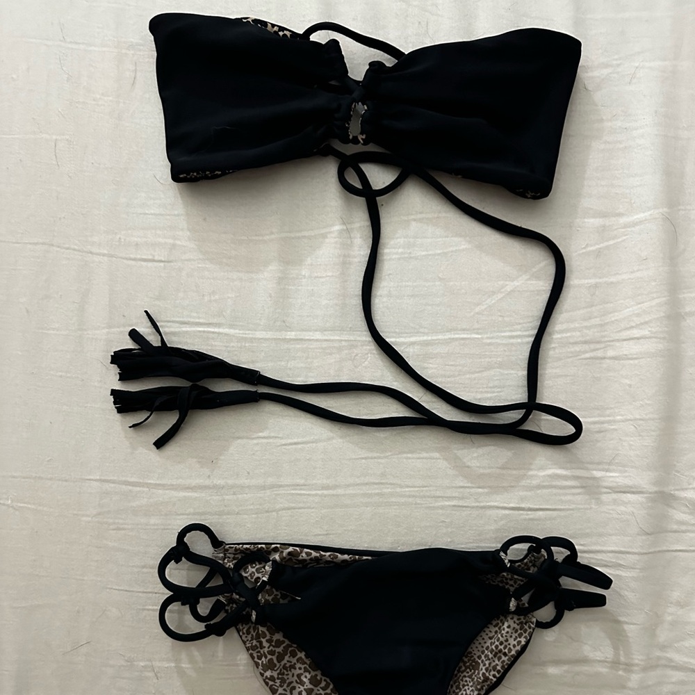 Acacia black strapless bikini